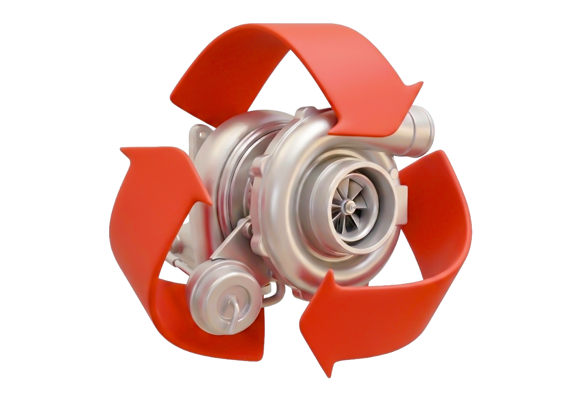Turbocompressore con frecce circolari che illustrano la rigenerazione